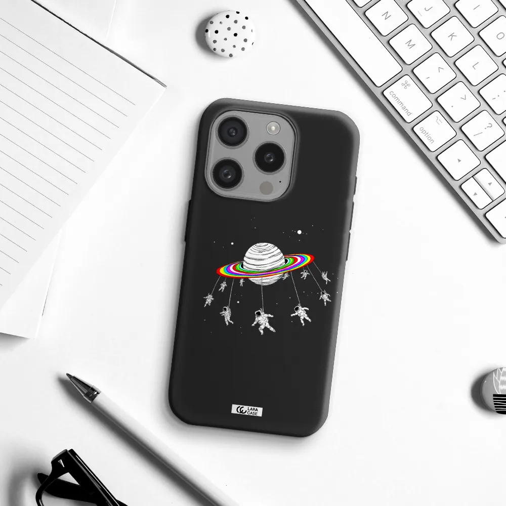 Pluto Rainbow Apple Iphone 15 Pro Silicone Black Case