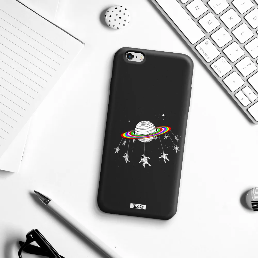 Pluto Rainbow Apple iPhone 6 plus Silicone black Case