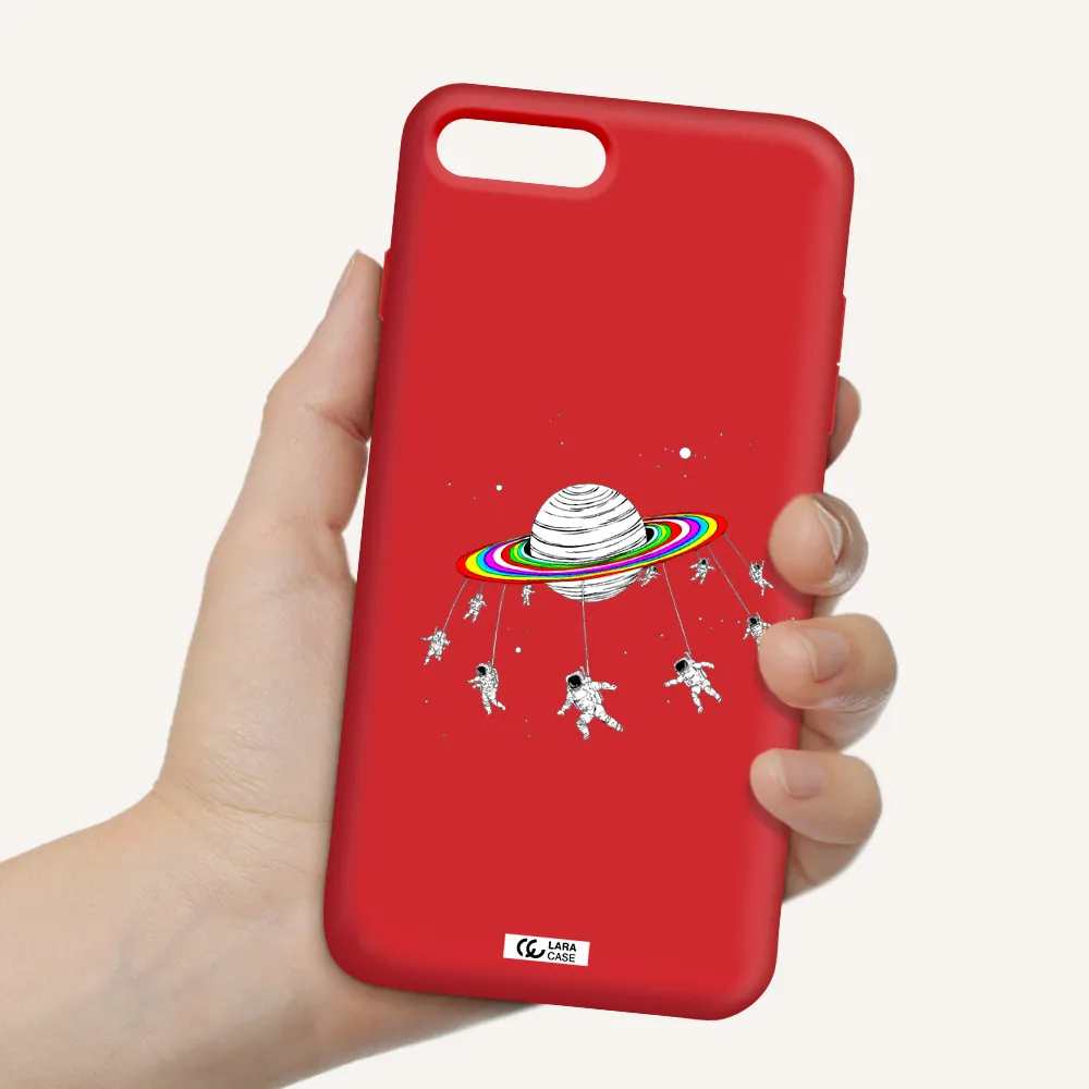 Pluto Rainbow Apple iPhone 7 plus Silicone Imperial Red Case