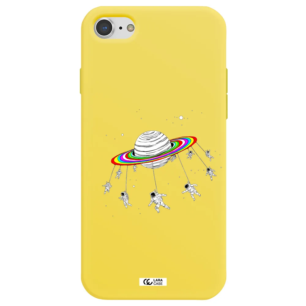 Pluto Rainbow Apple iPhone 7 Silicone canary yellow Case