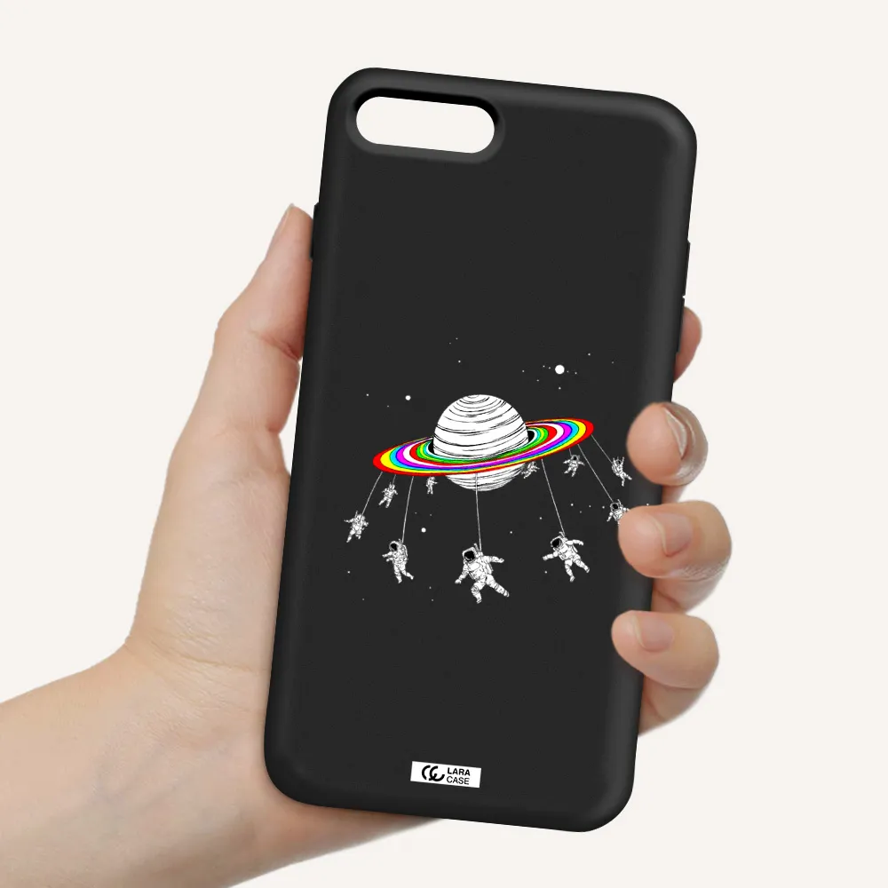 Pluto Rainbow Apple iPhone 8 plus Silicone black Case