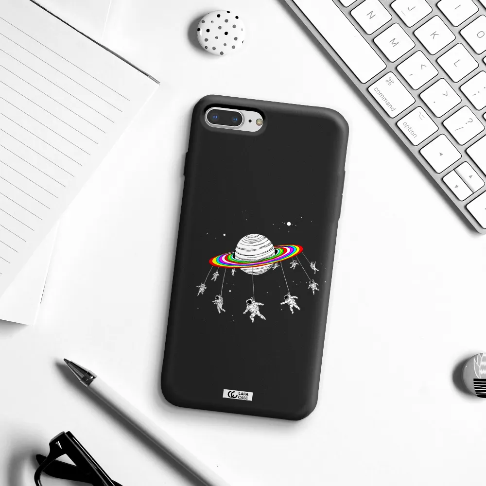 Pluto Rainbow Apple iPhone 8 plus Silicone black Case
