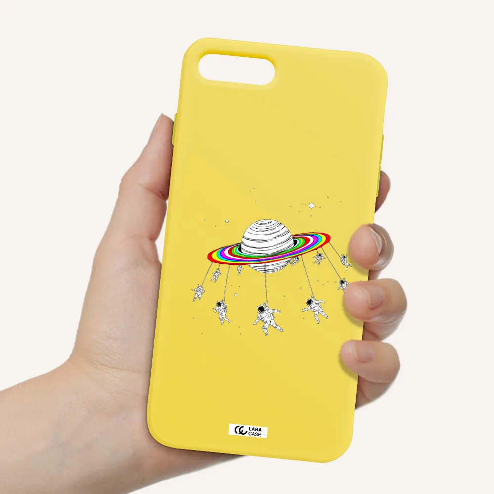 Pluto Rainbow Apple iPhone 8 plus Silicone canary yellow Case