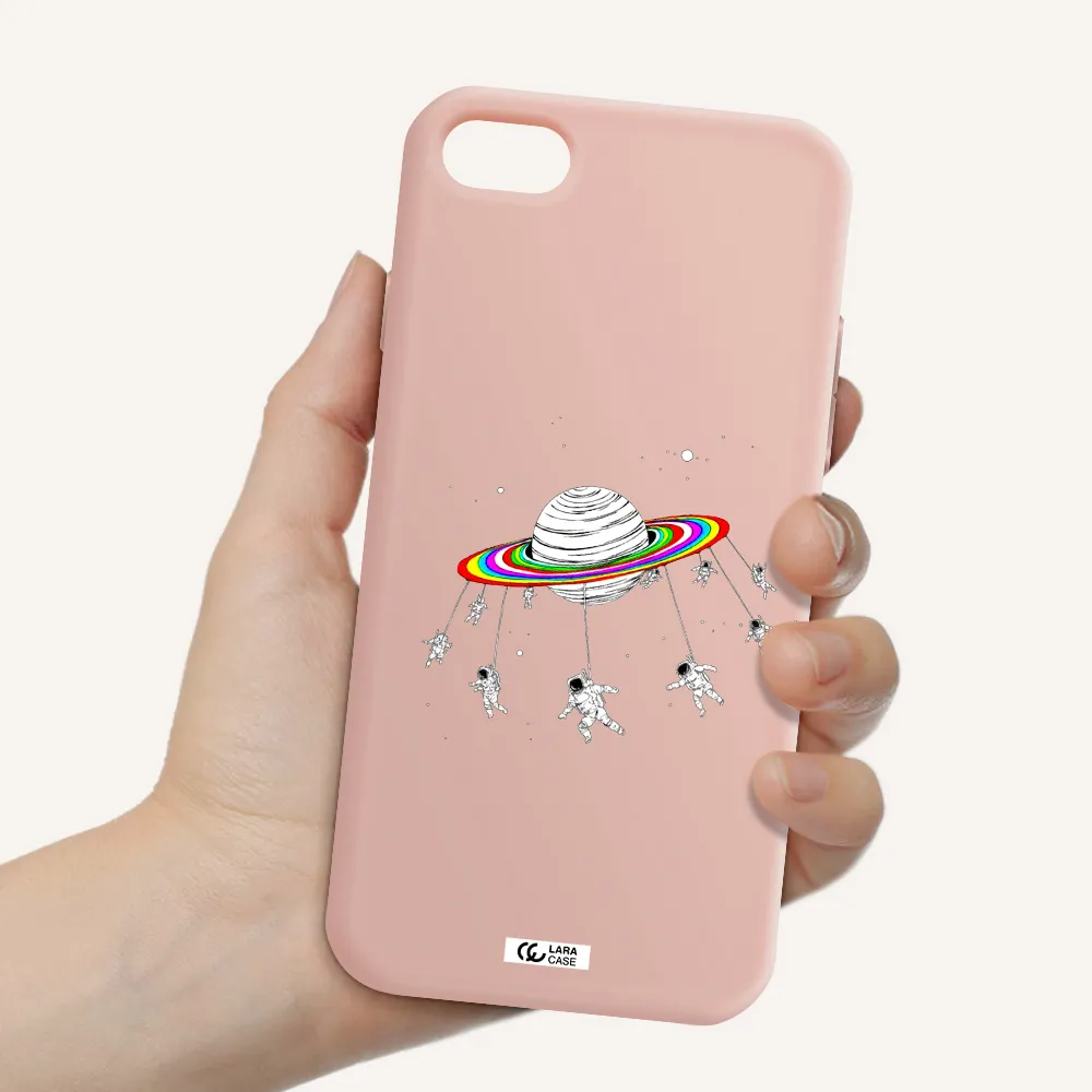 Pluto Rainbow Apple iPhone 8 Silicone pastel pink Case