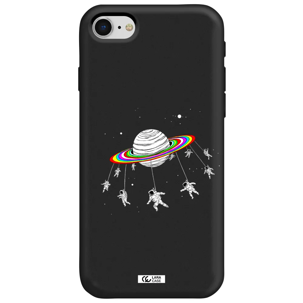 Pluto Rainbow Apple iPhone se 2020 Silicone black Case