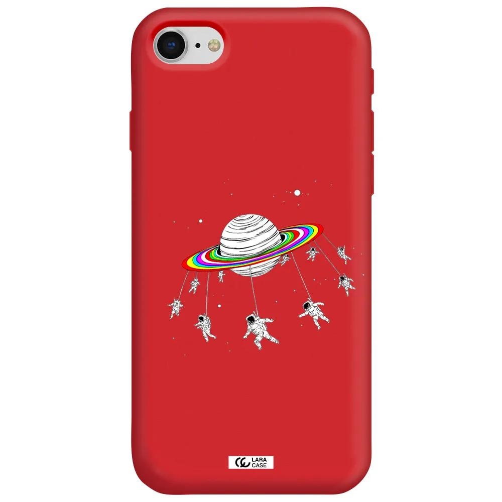 Pluto Rainbow Apple iPhone se 2020 Silicone Imperial Red Case