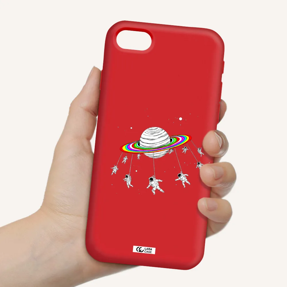 Pluto Rainbow Apple iPhone se 2020 Silicone Imperial Red Case