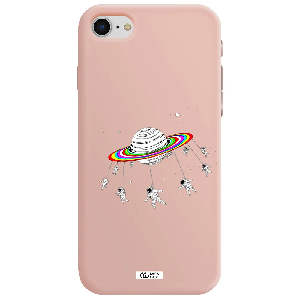 Pluto Rainbow Apple iPhone se 2020 Silicone pastel pink Case