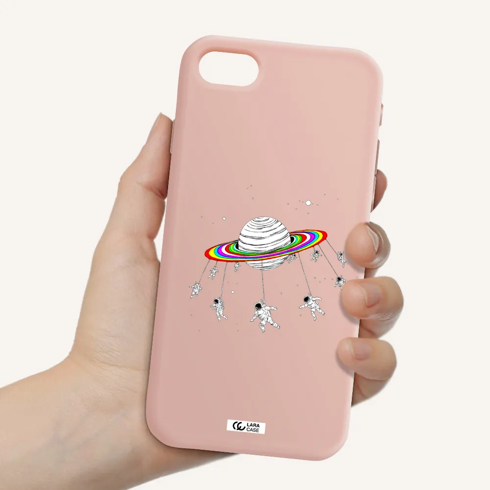 Pluto Rainbow Apple iPhone se 2020 Silicone pastel pink Case