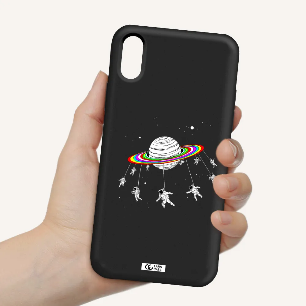 Pluto Rainbow Apple iPhone X Silicone black Case