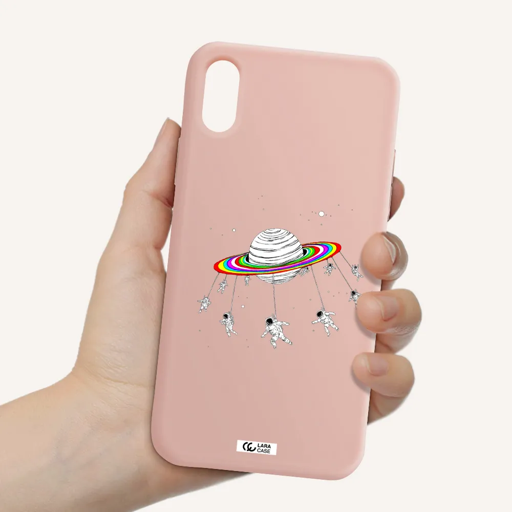 Pluto Rainbow Apple iPhone X Silicone pastel pink Case