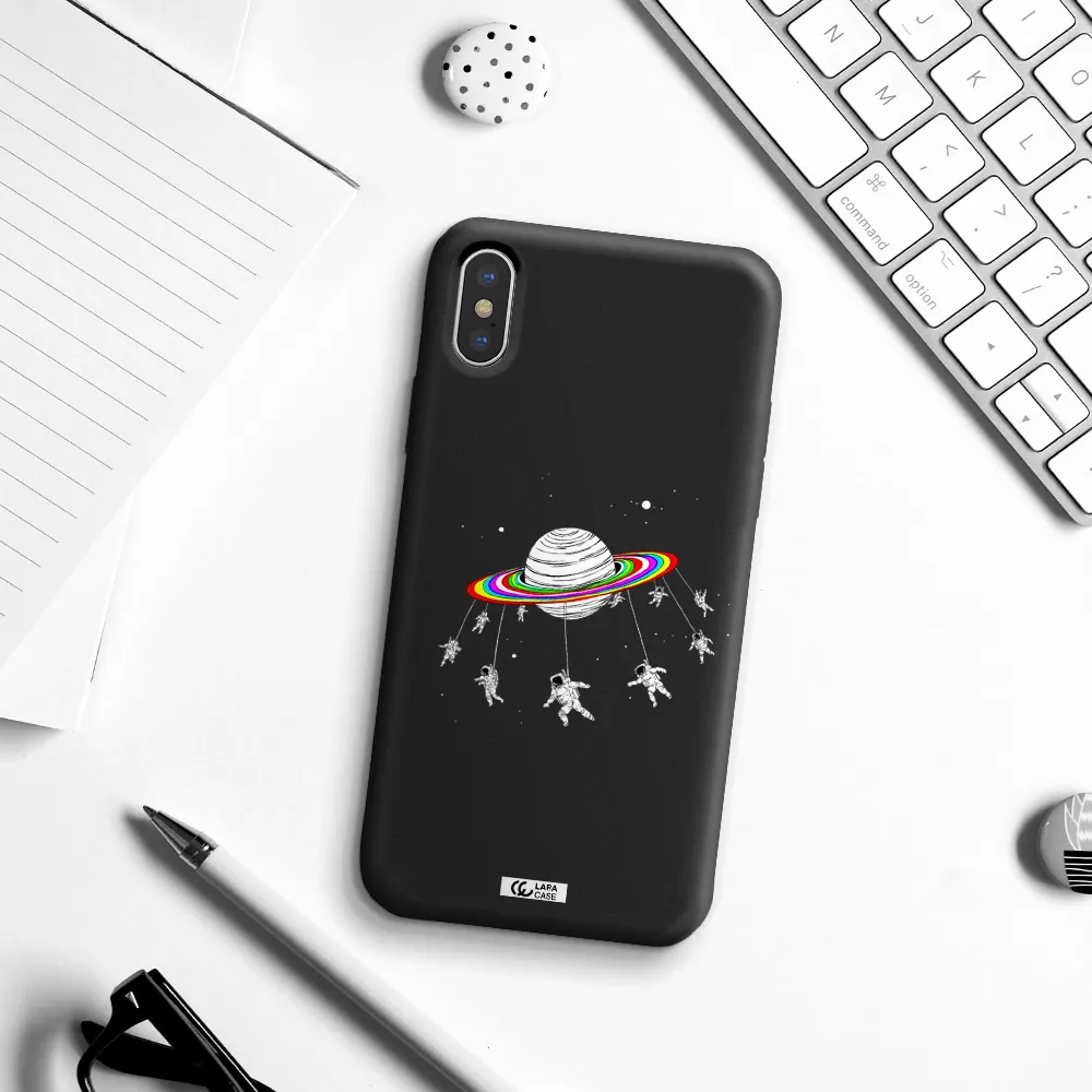 Pluto Rainbow Apple iPhone XS Silicone black Case