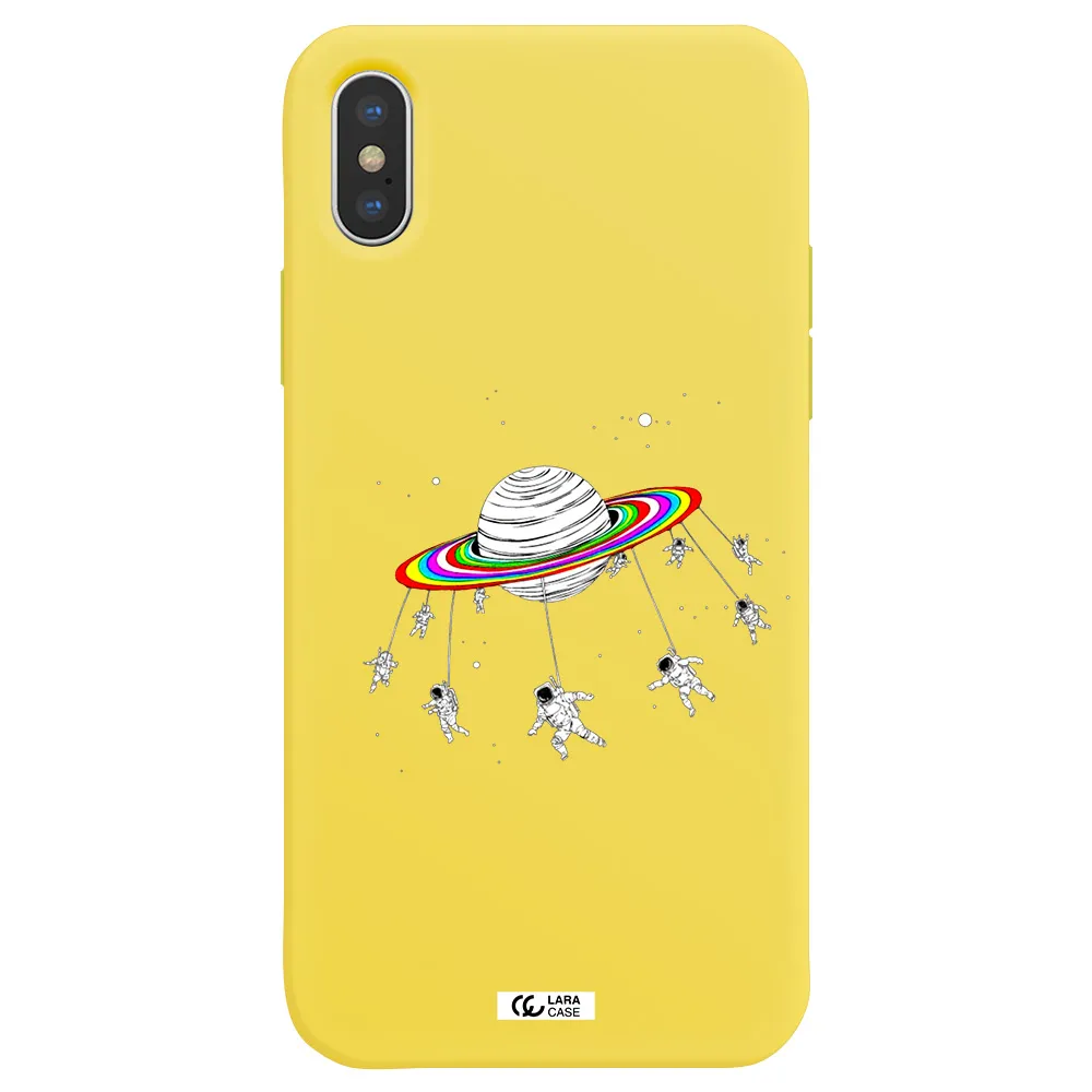 Pluto Rainbow Apple iPhone XS Silicone canary yellow Case