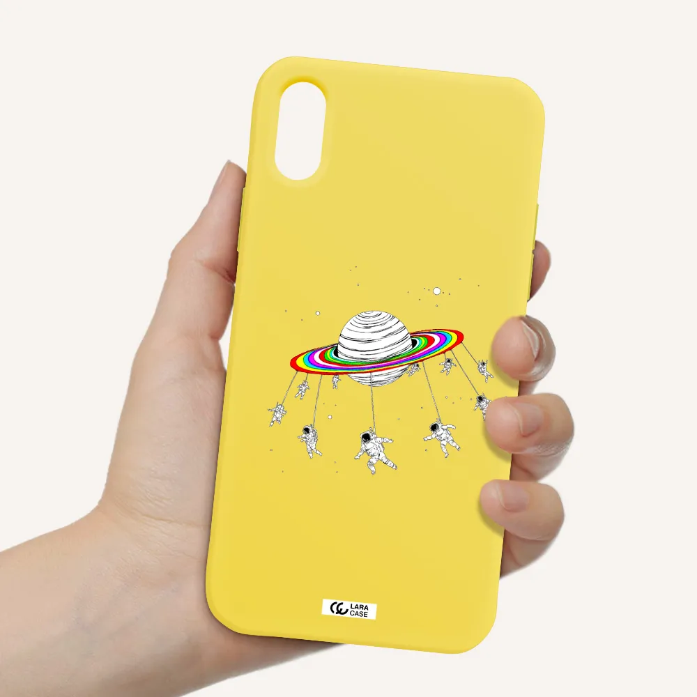 Pluto Rainbow Apple iPhone XS Silicone canary yellow Case