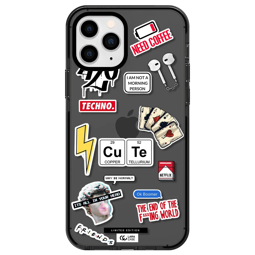 Cute Apple iPhone 11 pro impact Smoke Black Case