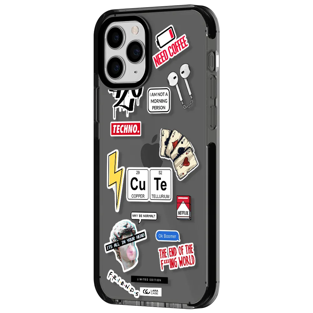 Cute Apple iPhone 11 pro impact Smoke Black Case