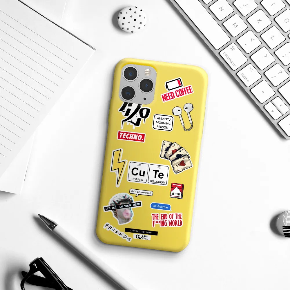 Cute Apple iPhone 11 pro max Silicone canary yellow Case