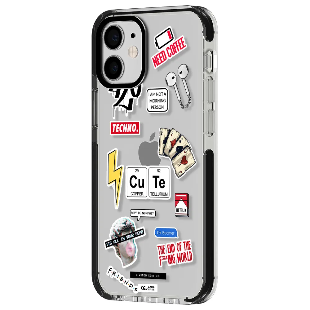 Cute Apple iPhone 12 mini impact black border Case