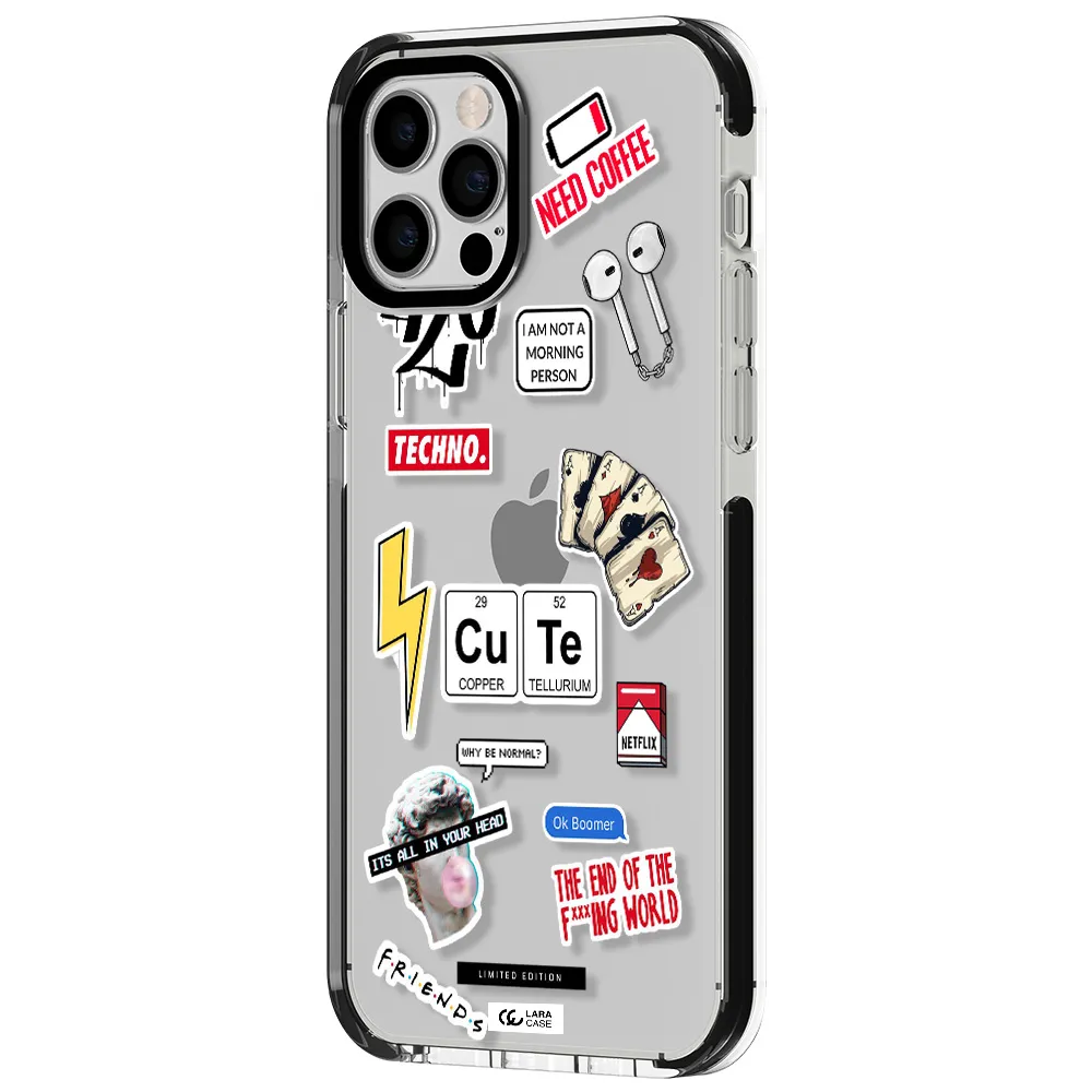 Cute Apple iPhone 12 pro impact black border Case