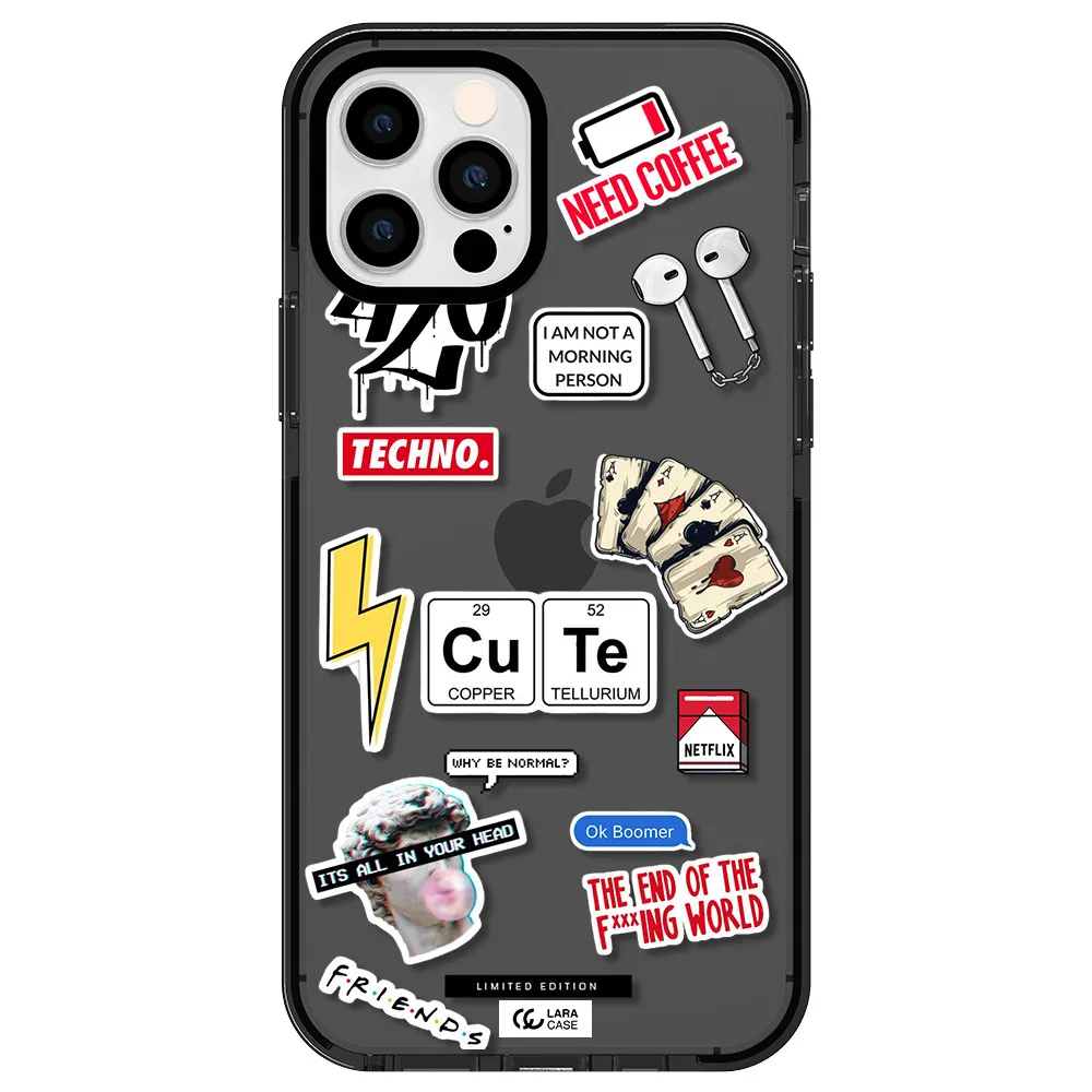 Cute Apple iPhone 12 pro impact Smoke Black Case