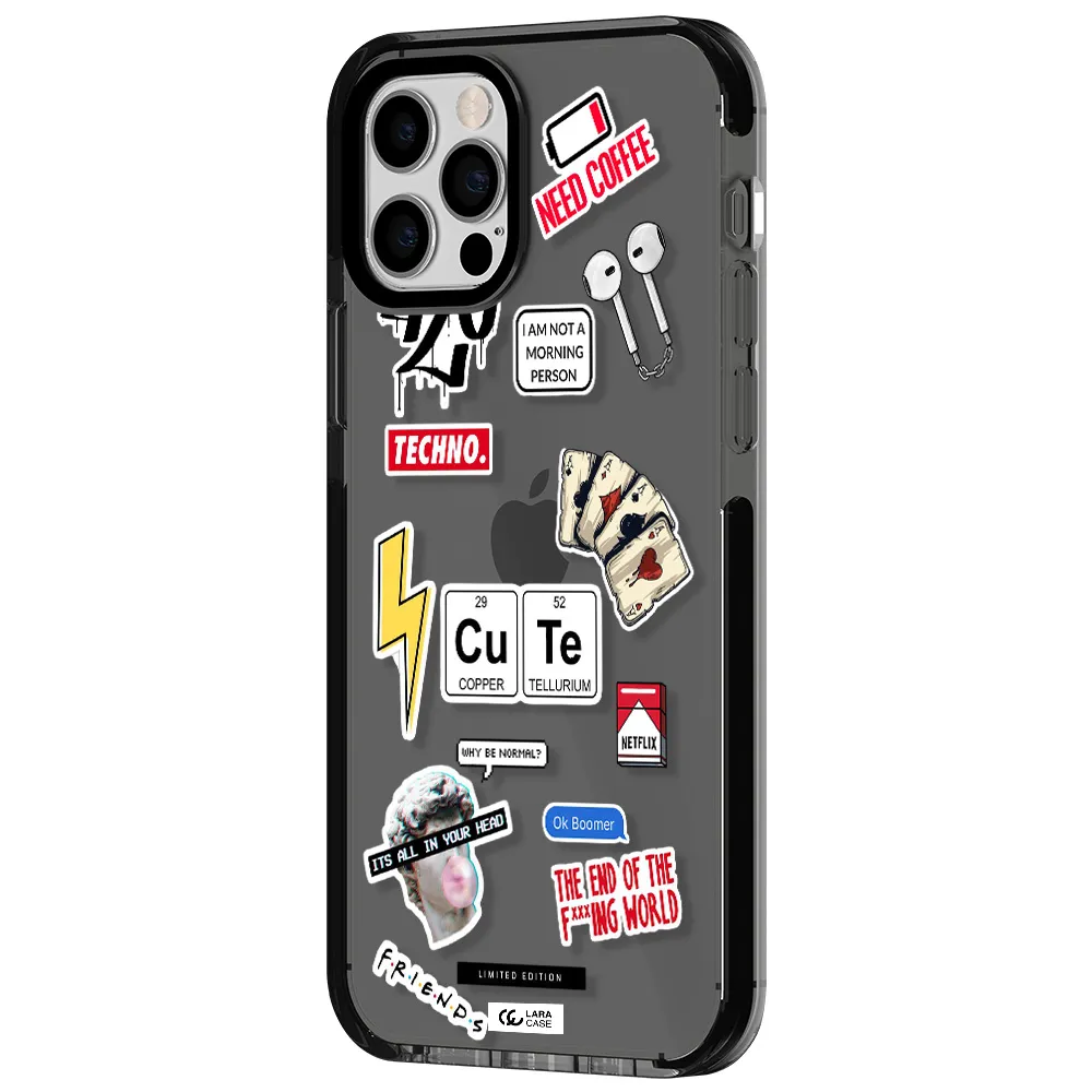 Cute Apple iPhone 12 pro impact Smoke Black Case