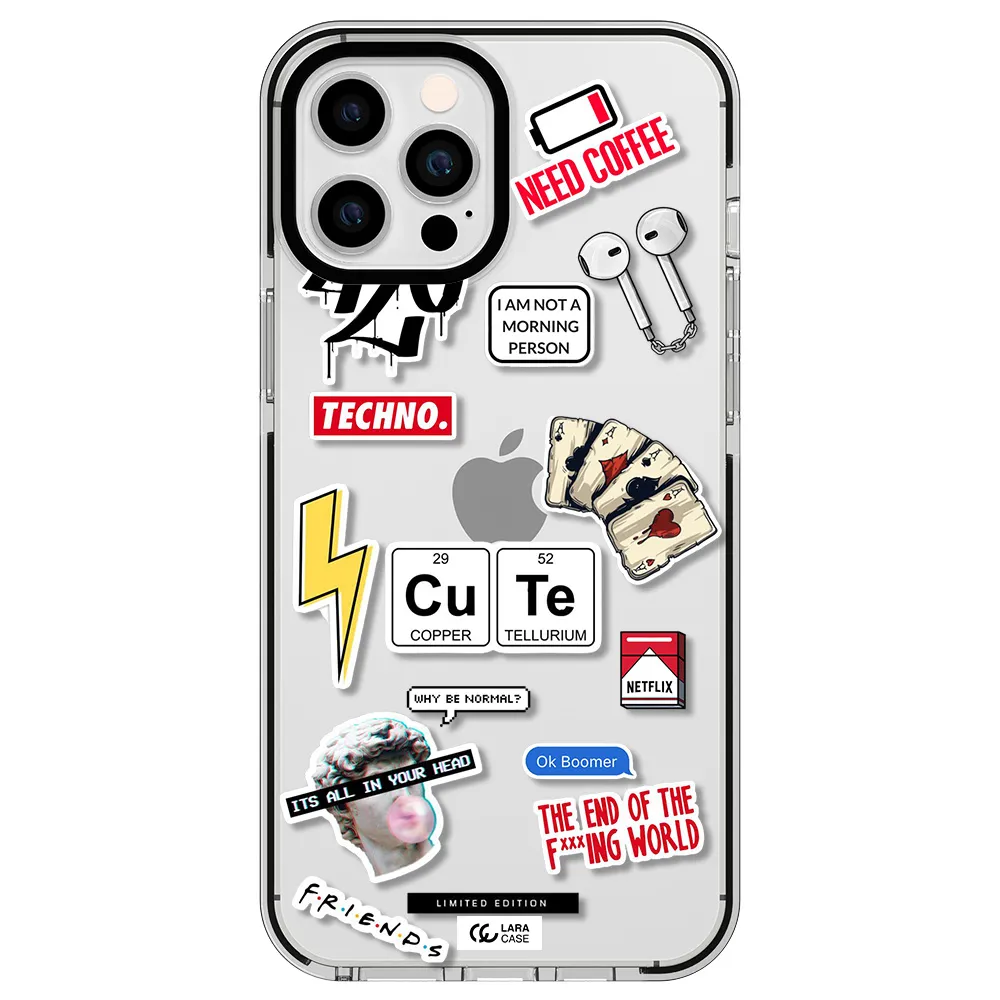 Cute Apple iPhone 12 pro max impact black border Case