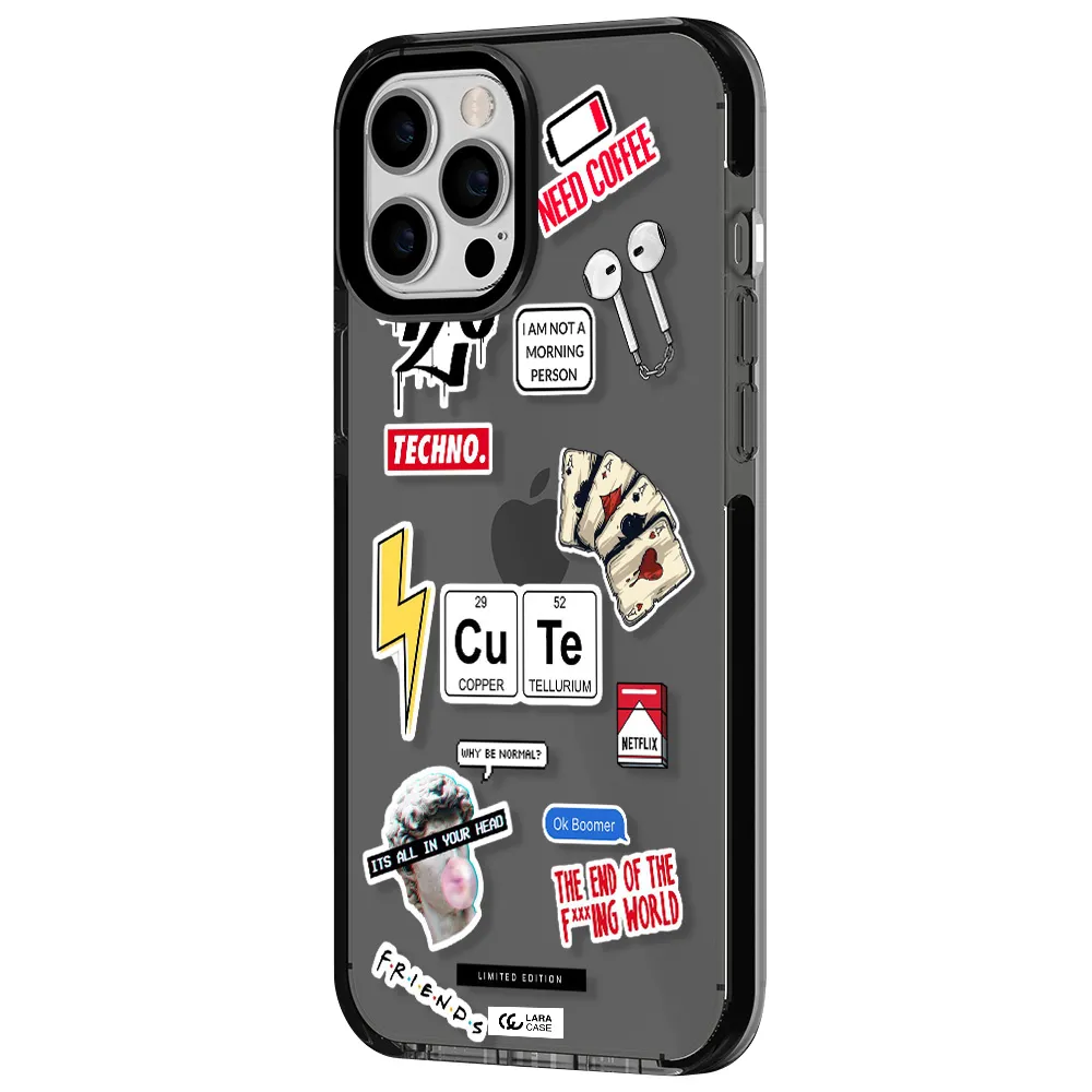 Cute Apple iPhone 12 pro max impact Smoke Black Case
