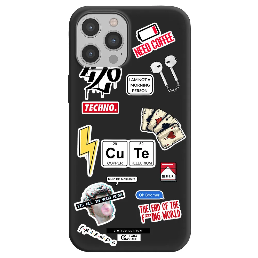 Cute Apple iPhone 12 pro Silicone black Case