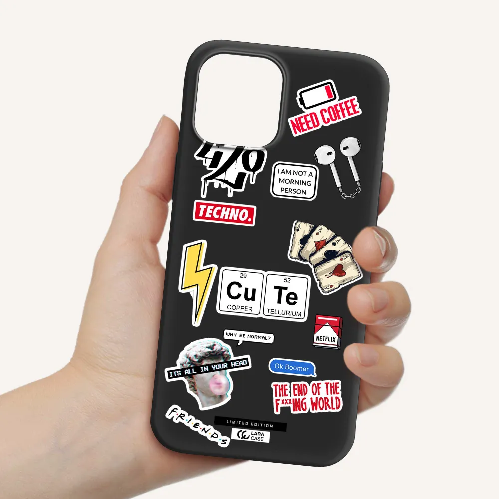Cute Apple iPhone 12 pro Silicone black Case