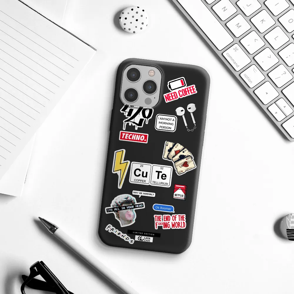 Cute Apple iPhone 12 pro Silicone black Case