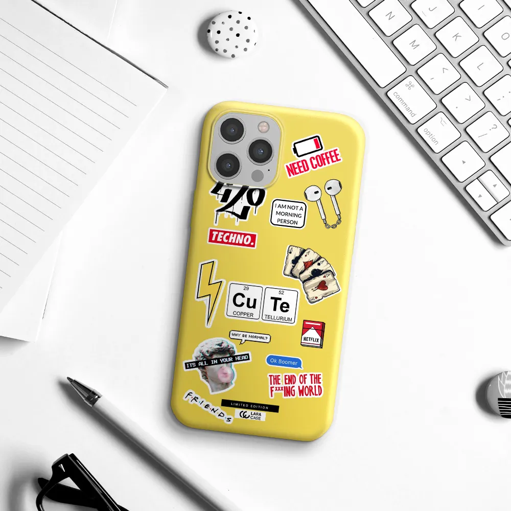 Cute Apple iPhone 12 pro Silicone canary yellow Case