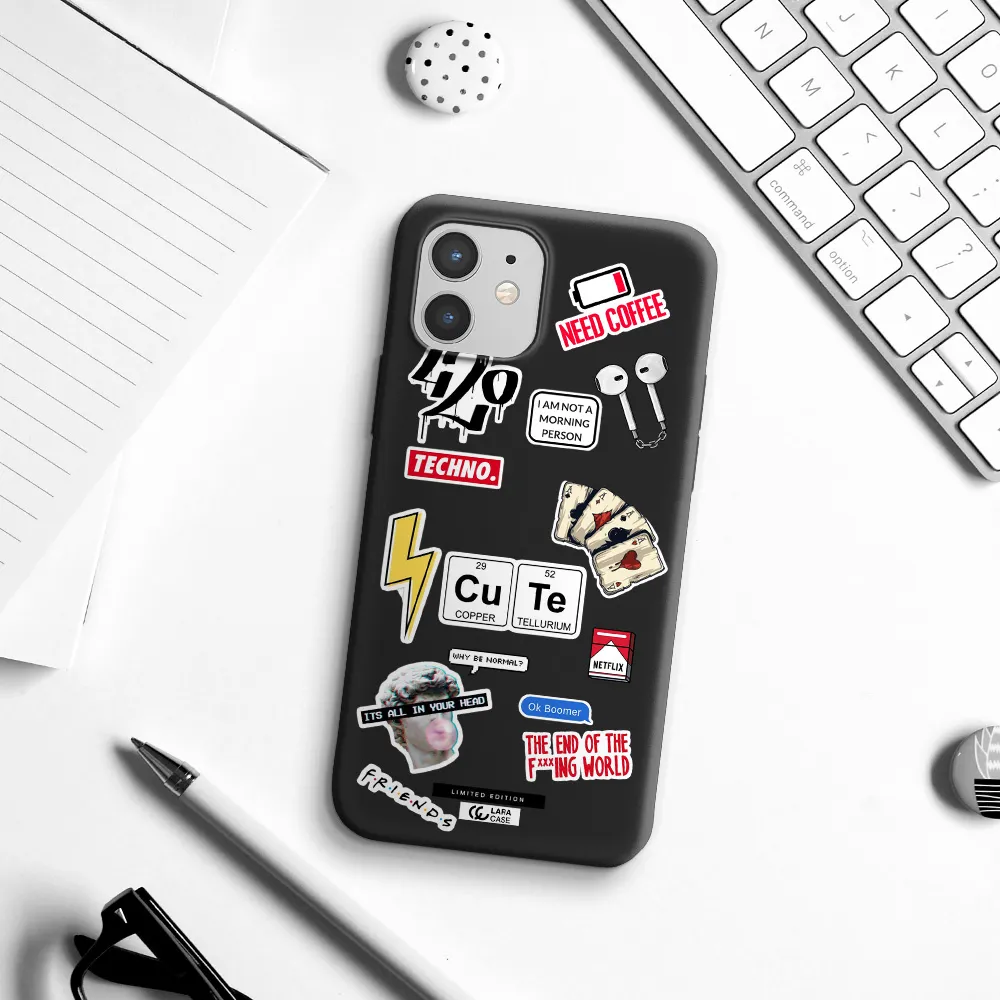 Cute Apple iPhone 12 Silicone black Case