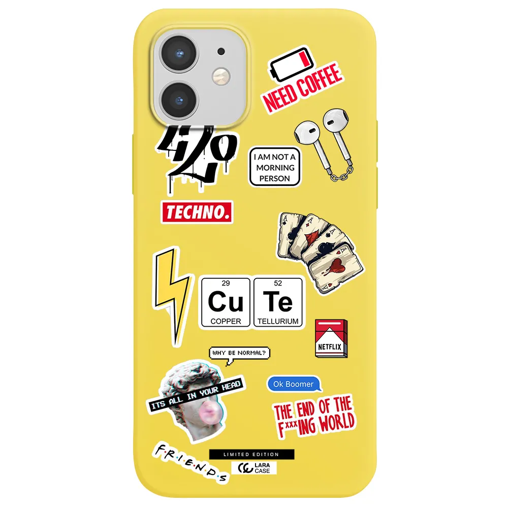 Cute Apple iPhone 12 Silicone canary yellow Case