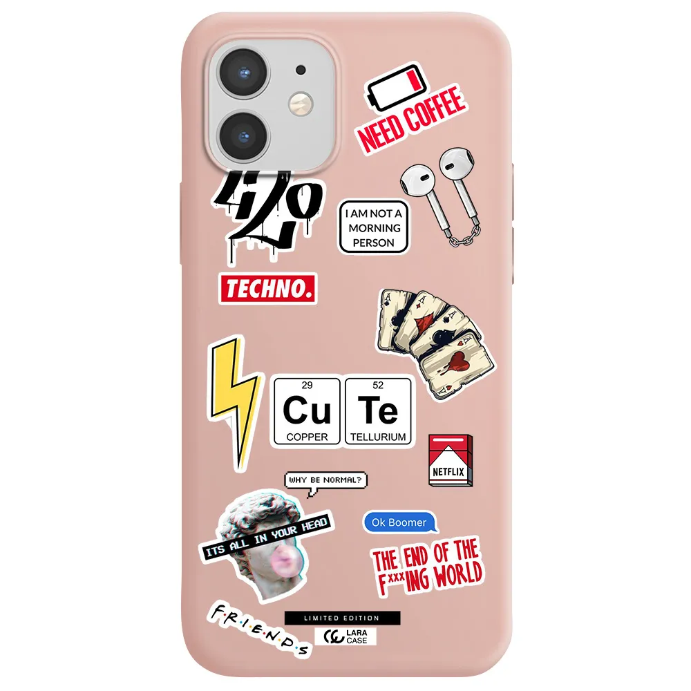 Cute Apple iPhone 12 Silicone pastel pink Case