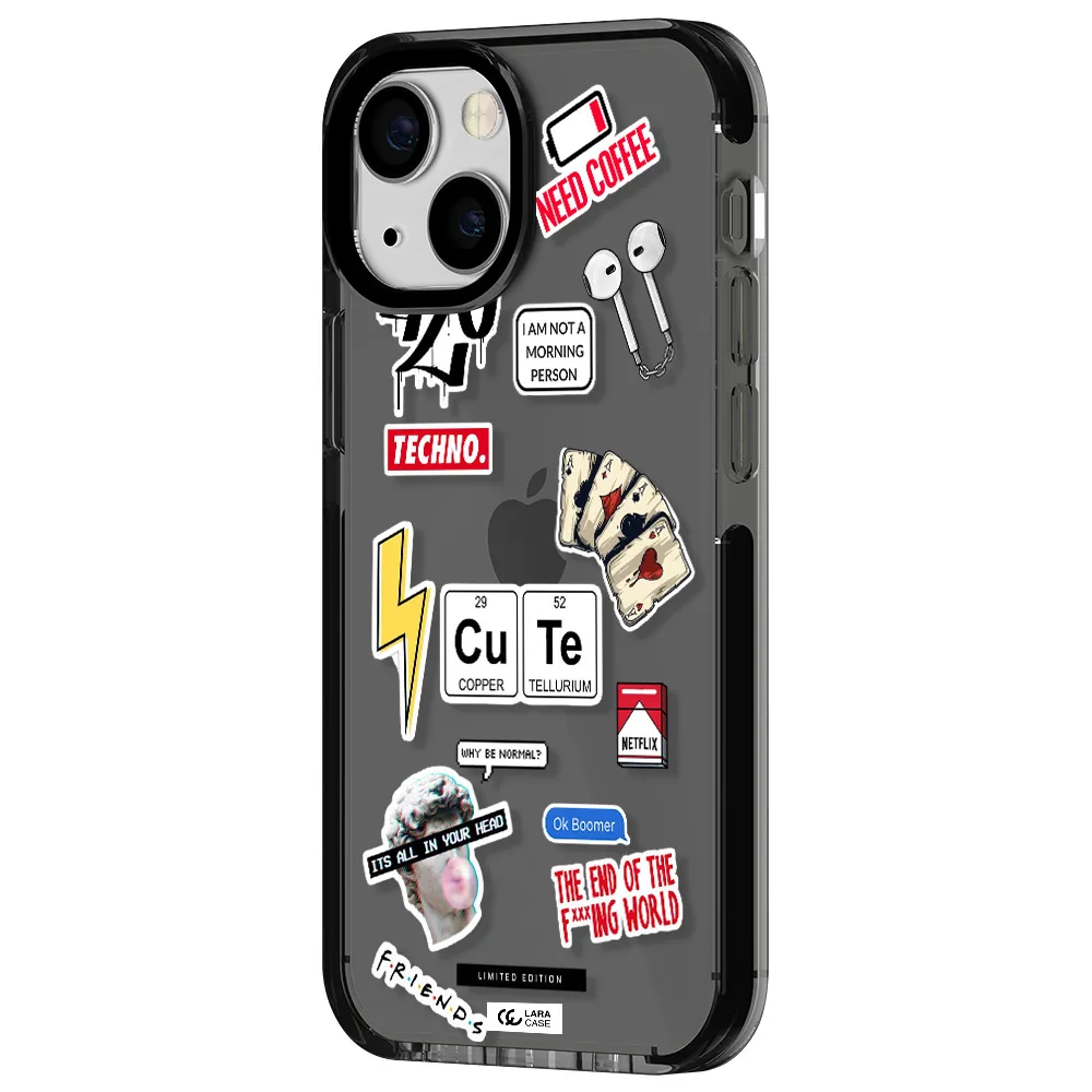 Cute Apple iPhone 13 mini impact Smoke Black Case