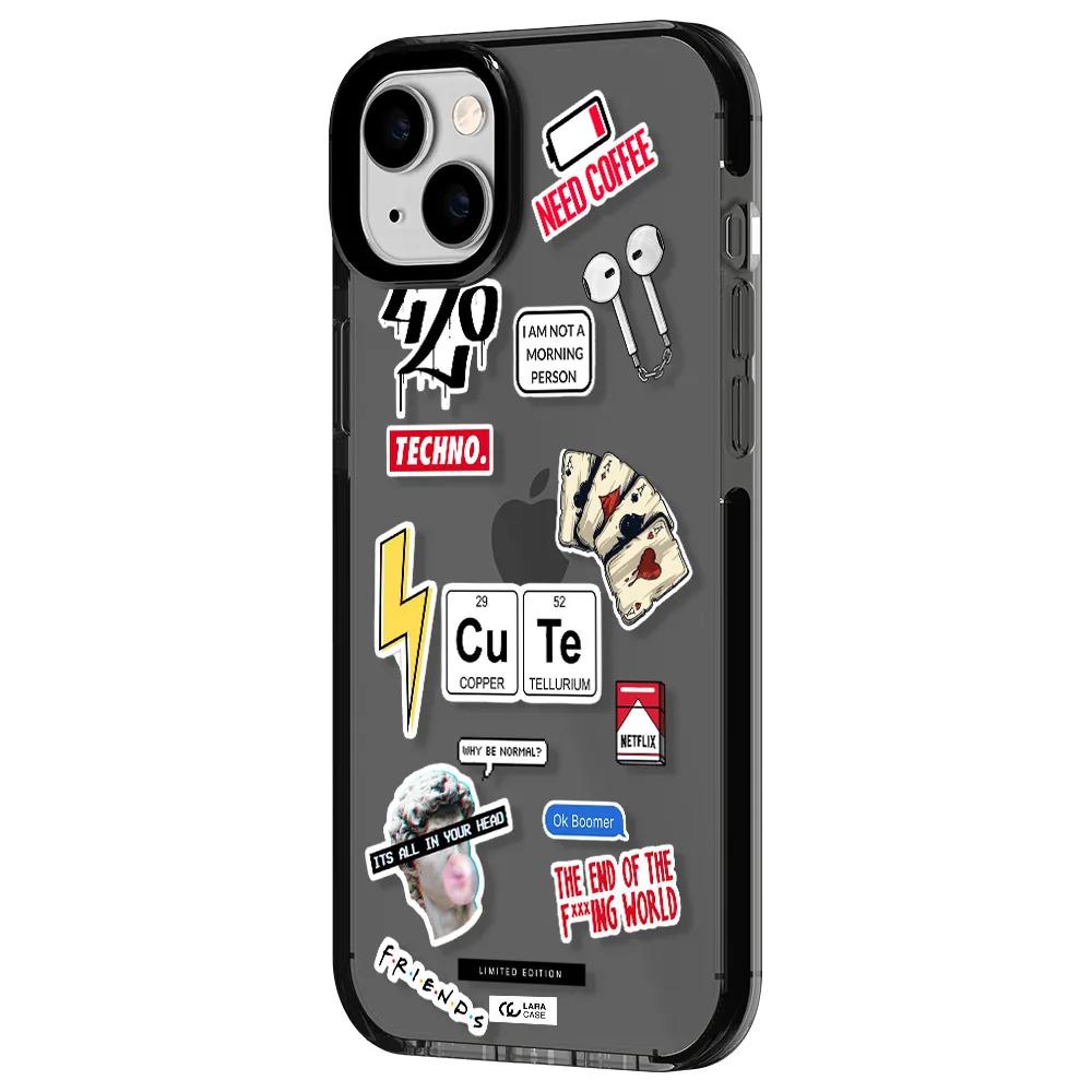 Cute Apple iPhone 14 plus impact Smoke Black Case