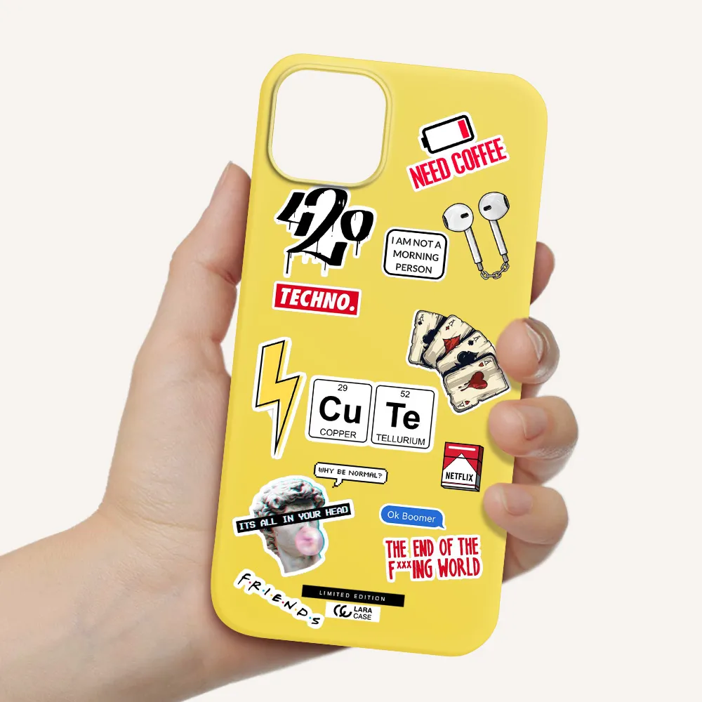 Cute Apple iPhone 14 plus Silicone canary yellow Case