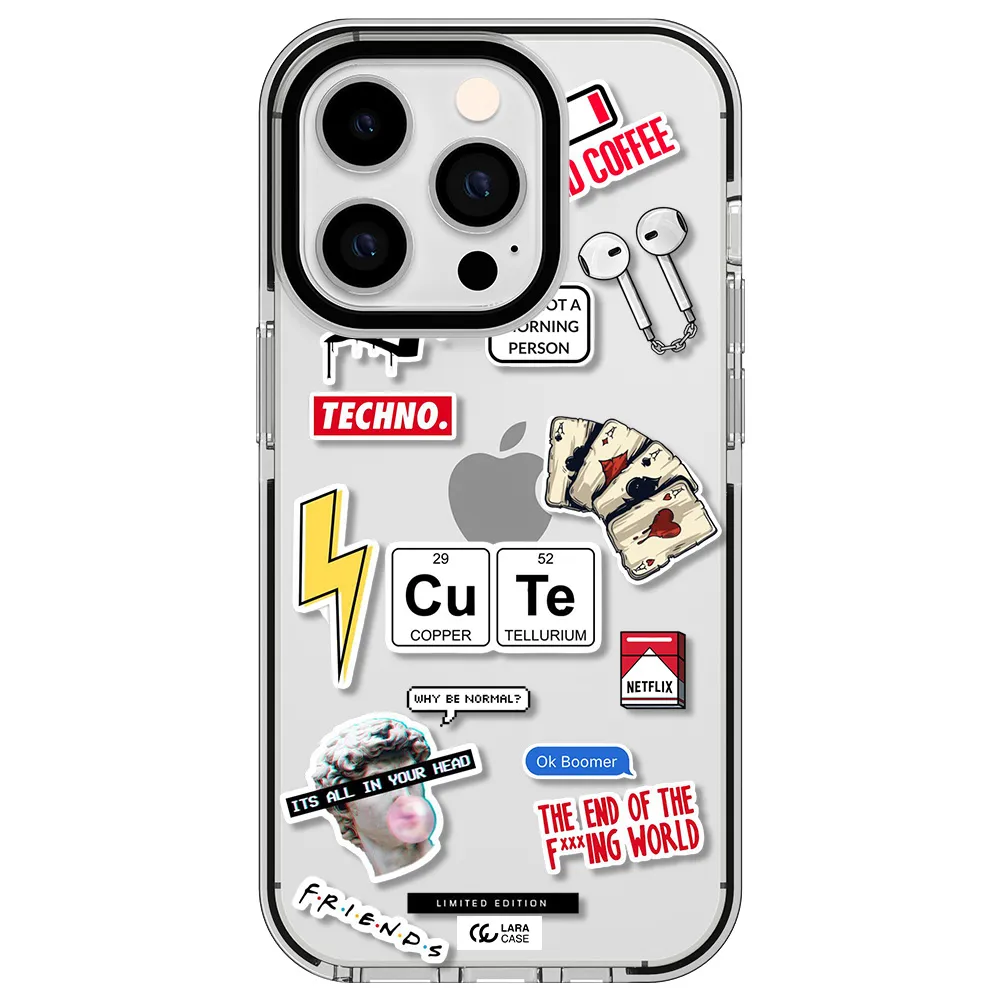 Cute Apple iPhone 14 pro impact black border Case