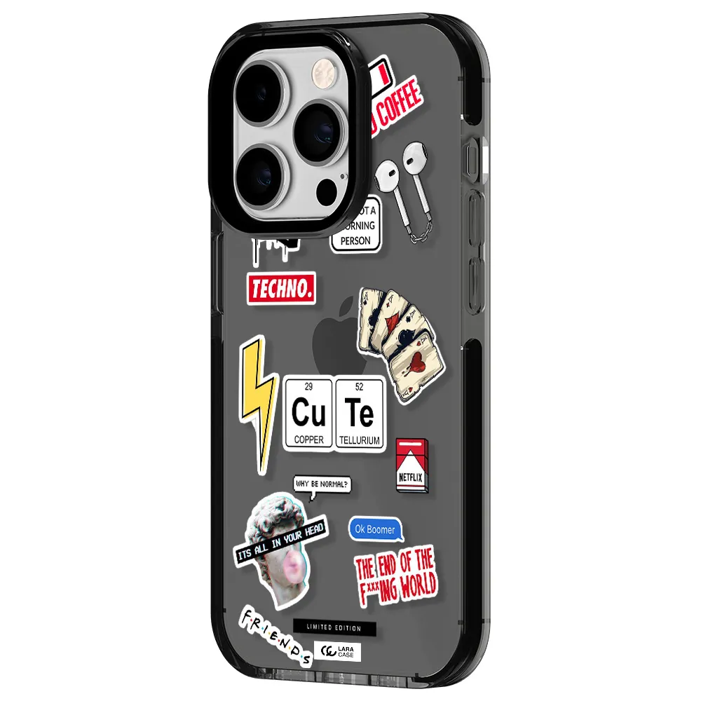 Cute Apple iPhone 14 pro impact Smoke Black Case