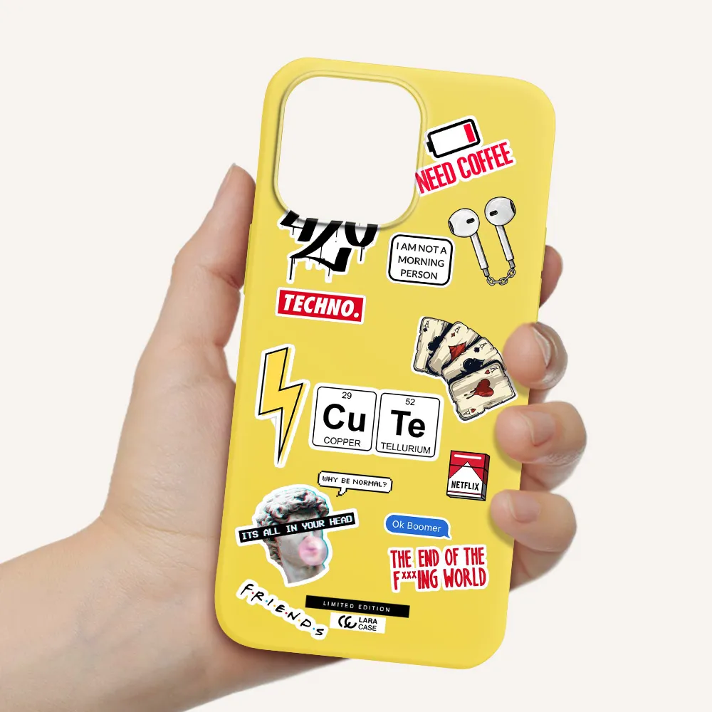 Cute Apple iPhone 14 pro max Silicone canary yellow Case