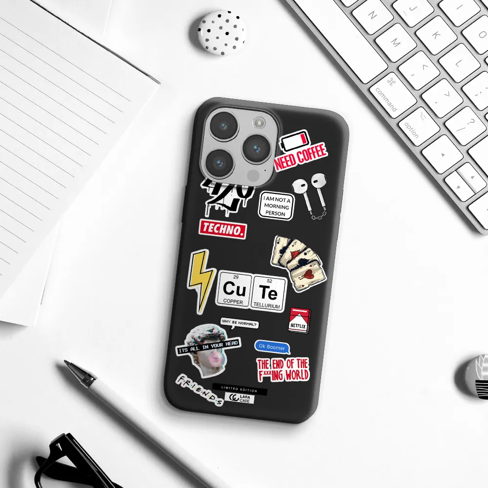 Cute Apple iPhone 14 pro Silicone black Case
