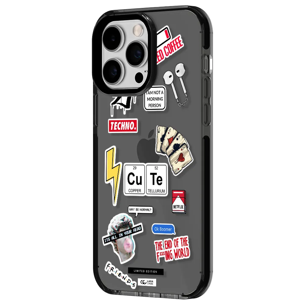 Cute Apple iPhone 15 Pro Max impact Smoke Black Case