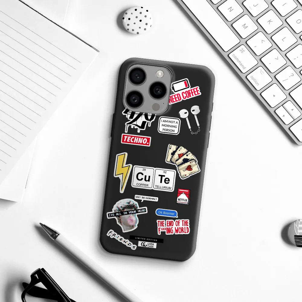 Cute Apple Iphone 15 Pro max Silicone black Case