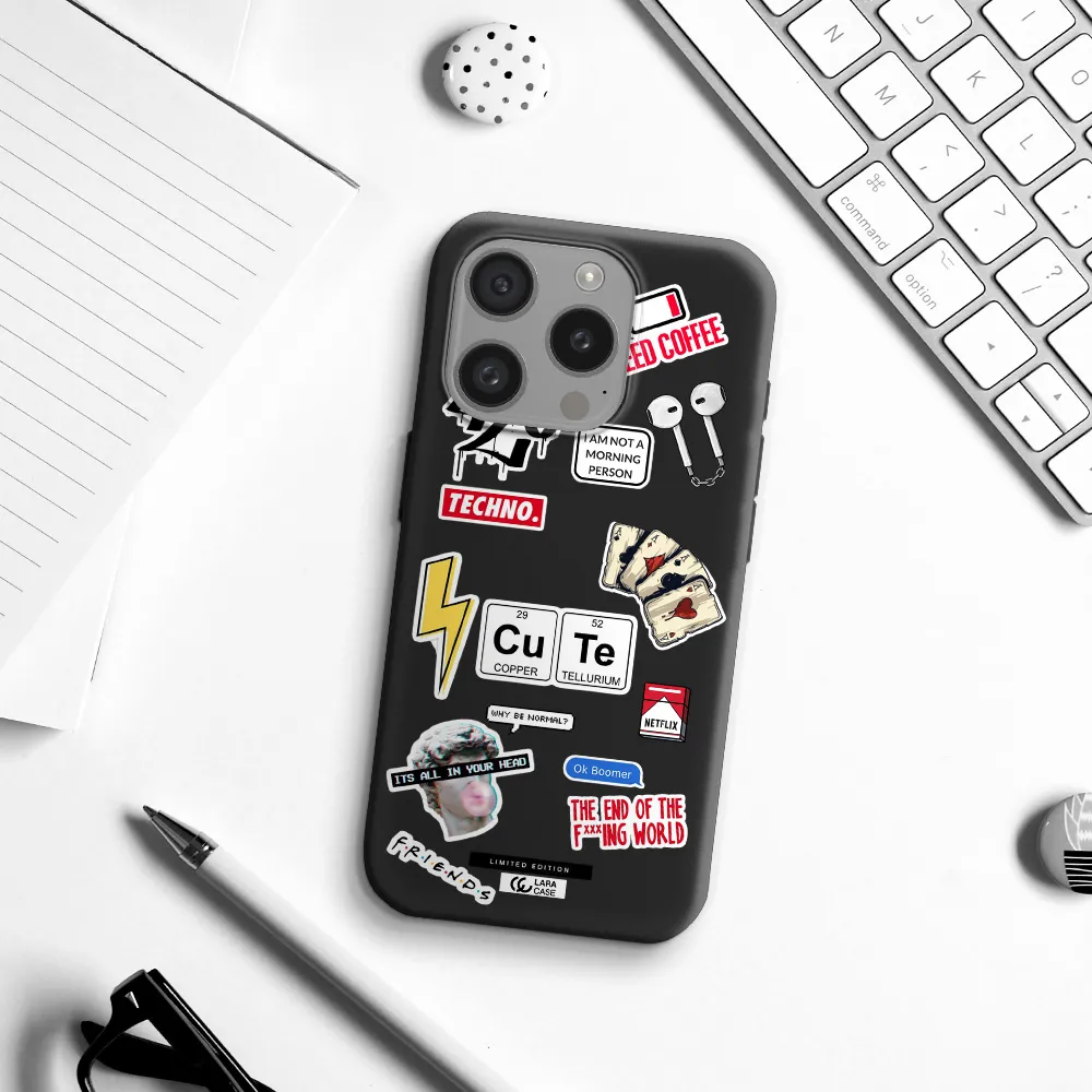 Cute Apple Iphone 15 Pro Silicone Black Case