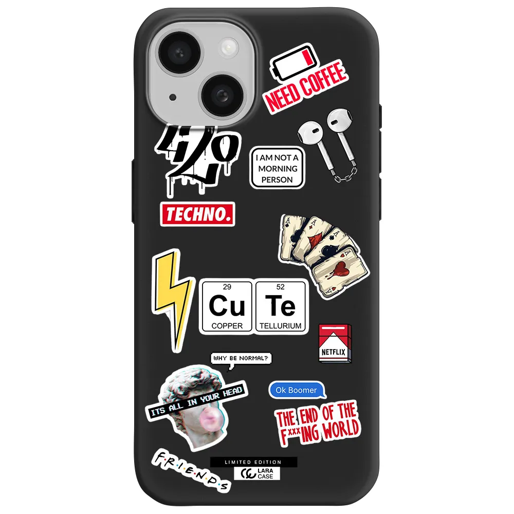 Cute Apple iPhone 15 Silicone black Case