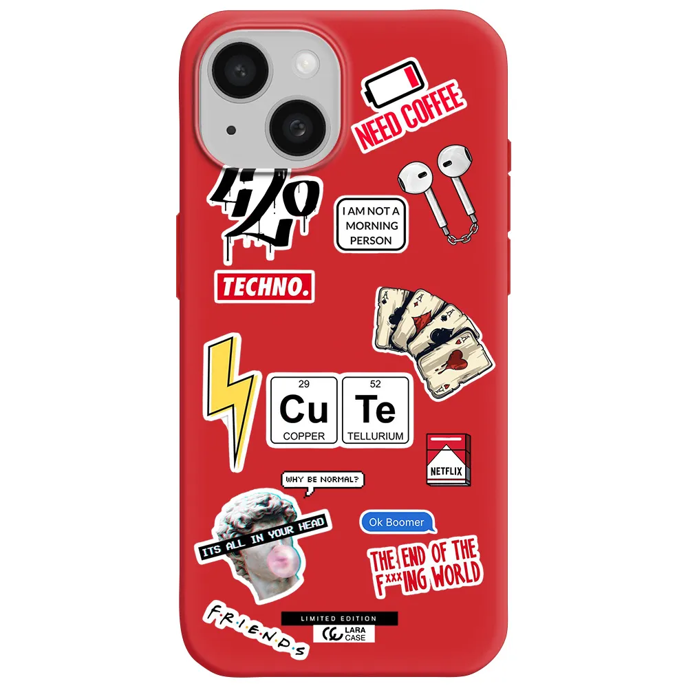 Cute Apple Iphone 15 Silicone Imperial Red Case