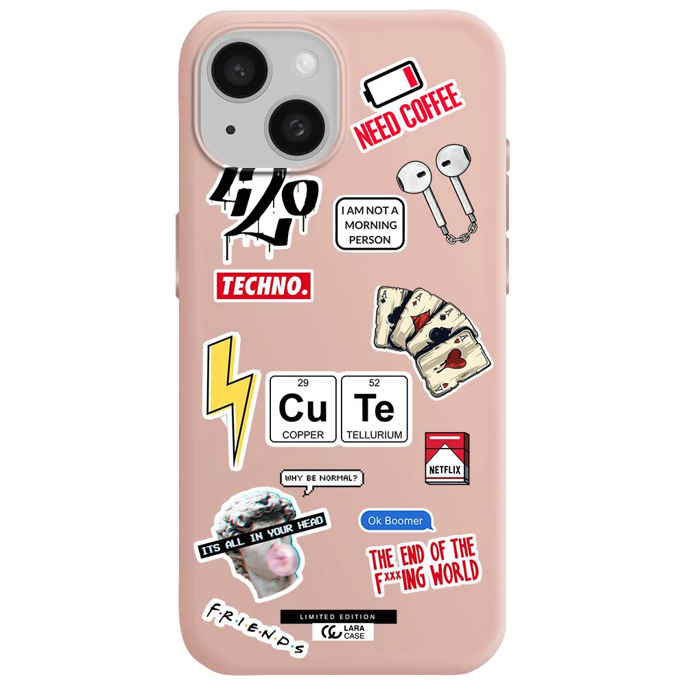 Cute Apple Iphone 15 Silicone Pastel Pink Case