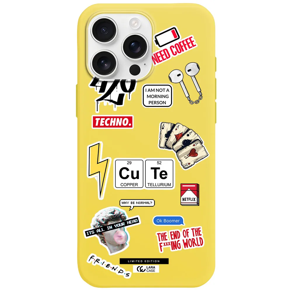 Cute Apple Iphone 16 Pro Max Silicone Canary Yellow Case