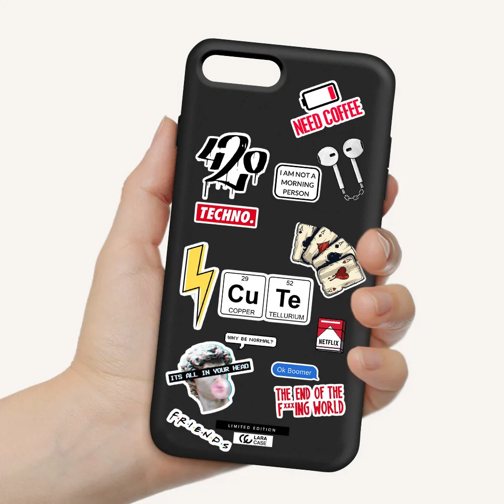 Cute Apple iPhone 8 plus Silicone black Case