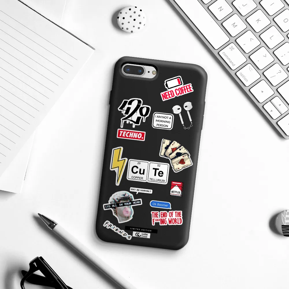 Cute Apple iPhone 8 plus Silicone black Case